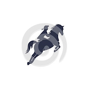 Racing horse with jockey Logo Design icons.