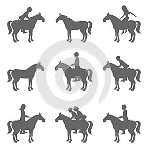 Racing horses and jockeys silhouettes.