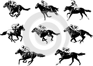 Racing horses and jockeys sketch