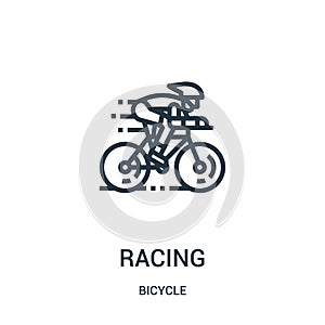 racing icon vector from bicycle collection. Thin line racing outline icon vector illustration. Linear symbol for use on web and