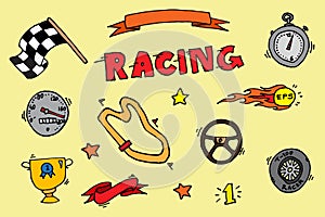 Racing icons set