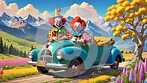Racing jalopy clown car downhill