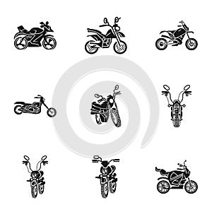 Racing motorbike icon set, simple style