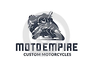 Racing motorcycle logo on white background.