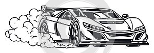 Racing motorsport vintage logotype monochrome