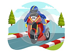 Racing Motosport Speed Bike Vector Illustration for Competition or Championship Race by Wearing Sportswear and Equipment