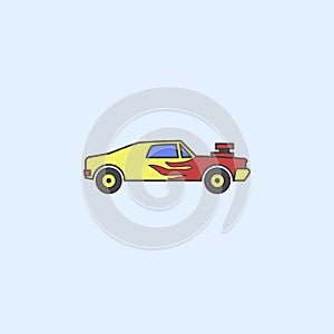 racing muscle car field outline icon. Element of monster trucks show icon for mobile concept and web apps. Field outline racing mu