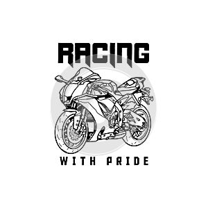 Racing with pride design with super motorbike line art perfect for t shirt design sticker, hoodie, merchandise