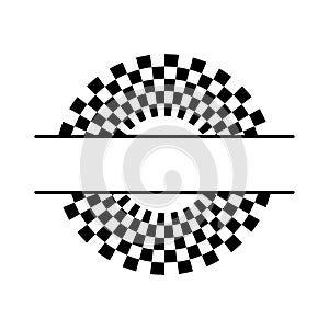 Racing Sport Checkered Pattern Split Frame Monogram Design