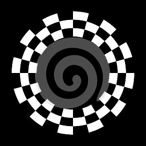 Racing Sport Circle Checkerboard Frame, Spiral Design Pattern, Isolated on black