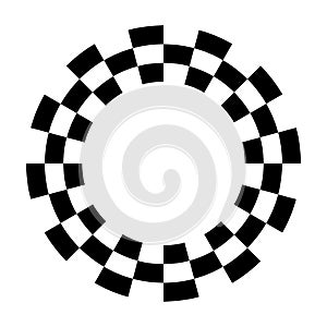 Racing Sport Circle Checkerboard Frame, Spiral Design Pattern, Isolated on white