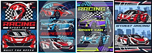 Racing sport colorful set stickers