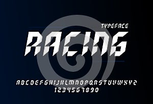 Racing Style alphabet letters and numbers