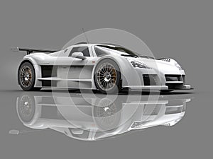 Racing supercar - white - showroom beauty shot