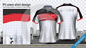 Racing t-shirt with zipper, Sport apparel mockup template, Create clothing and uniforms