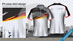 Racing t-shirt with zipper, Sport apparel mockup template, Create clothing and uniforms