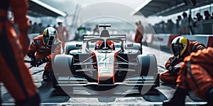 Racing Team at Pit Stop. Generative ai