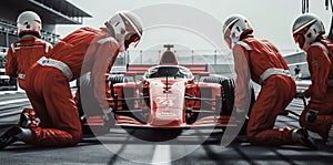 Racing Team at Pit Stop. Generative ai