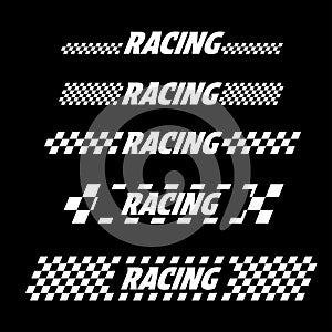 Racing text white checkered patterns