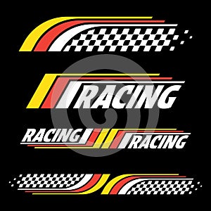 Racing three color labels on black