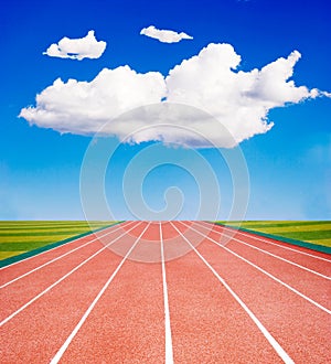 Racing track under blue sky