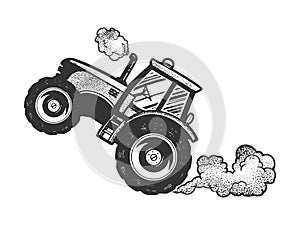 racing tractor sketch vector illustration