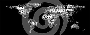 Racism concept on world map