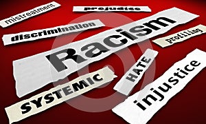 Racism News Headlines Discrimination Protest Injustice Words 3d Animation photo