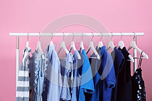Rack with bright clothes