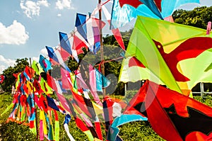 Rack of colorful kites