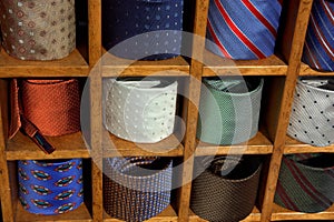 Rack of colorful ties