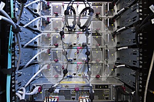 Rack of computer, rear view