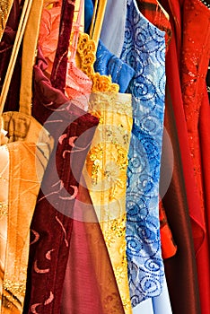 Rack of couture dresses