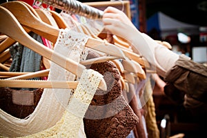 Rack of dresses at market