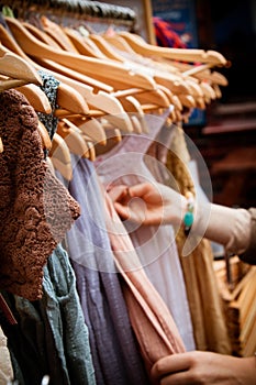 Rack of dresses at market