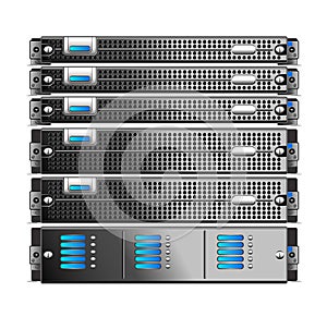 Rack, of five Servers isolated