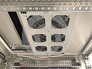 Rack of network cable data center server