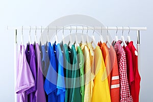 Rack with rainbow clothes