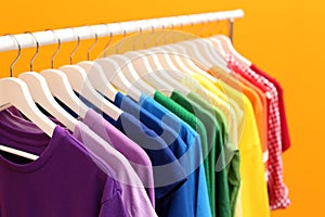 Rack with rainbow clothes
