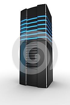 Rack server on white background photo