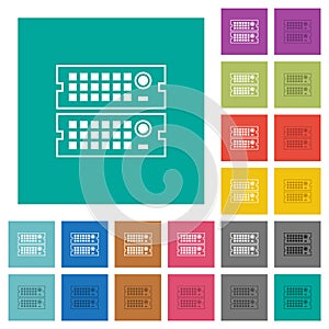 Rack servers outline square flat multi colored icons