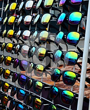 Rack of sunglasses