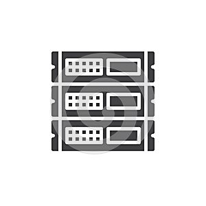 Rack units, servers icon vector, filled flat sign, solid pictogram isolated on white.