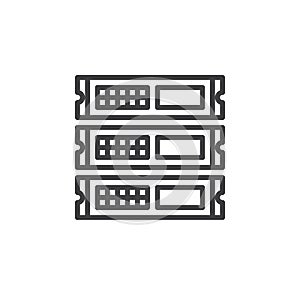 Rack units, servers line icon, outline vector sign, linear style pictogram isolated on white