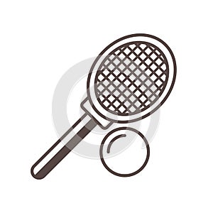 Racket and ball tennis sport line style