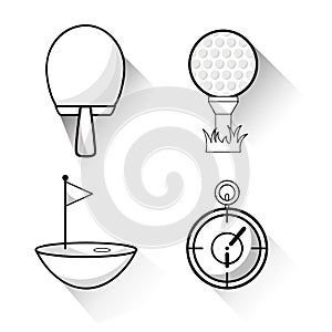 Racket, golf ball and chronometer to play game