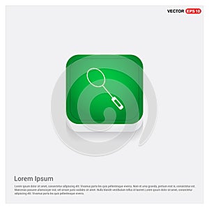 Racket Shuttlecock Icon Green Web Button