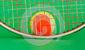 A racket and a tennis ball