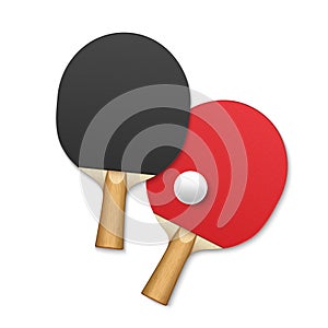 Rackets for table tennis. Pingpong tennis game equipment ball vector background poster