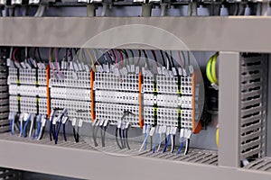 rackmount PLC control panel wiring close up